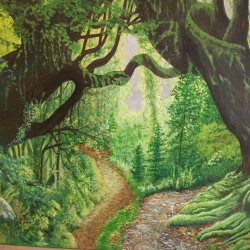 spacer w lesie 90x120 cm akryl na ptnie